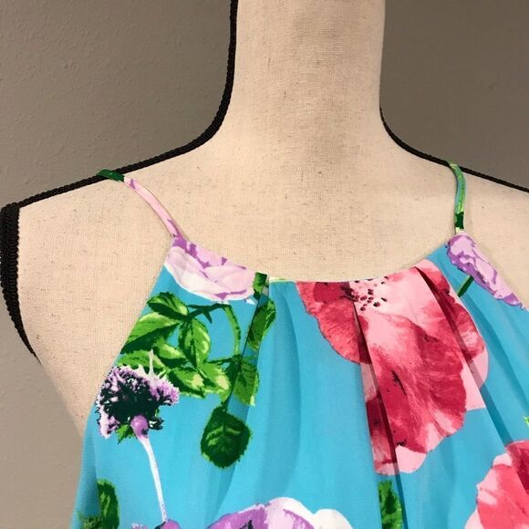 PUNK OWL blue floral mini dress with straps size L - Picture 2 of 12